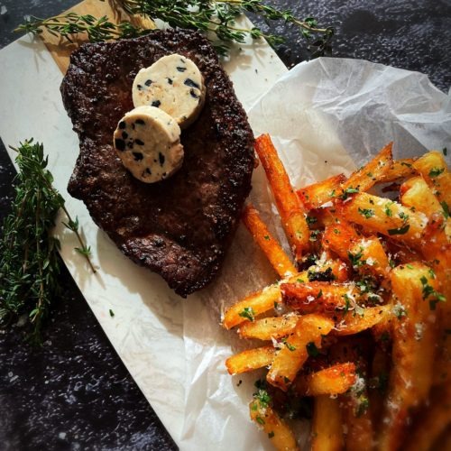 Bison Steak with Truffle Fries
