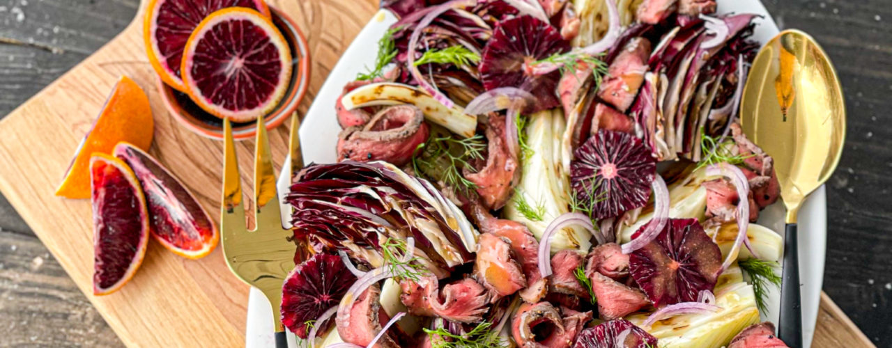 Salade van gegrilde bizon en radicchio met venkel en bloedsinaasappels article image