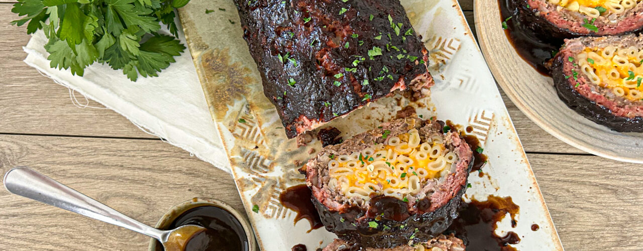 Smoked Bison Meatloaf Stuffed with Mac & Cheese article image