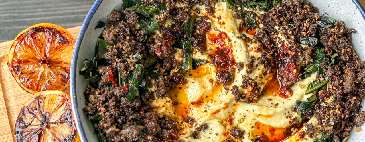 Zaatar Spiced Bison with Hummus and Greens article image